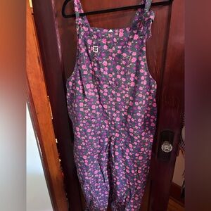 Lucy & Yak Purple Floral Dungarees with Pink Blooms